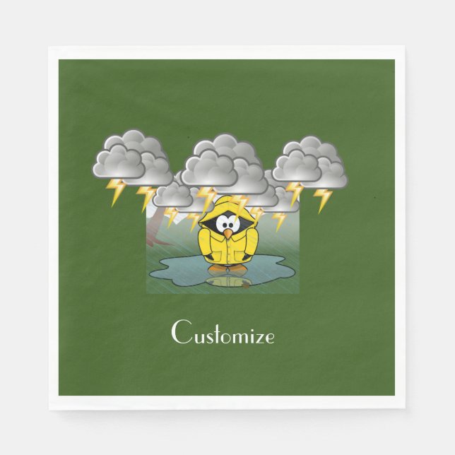 Shivering Rainy Day Penguin Thunder_Cove Napkin (Front)