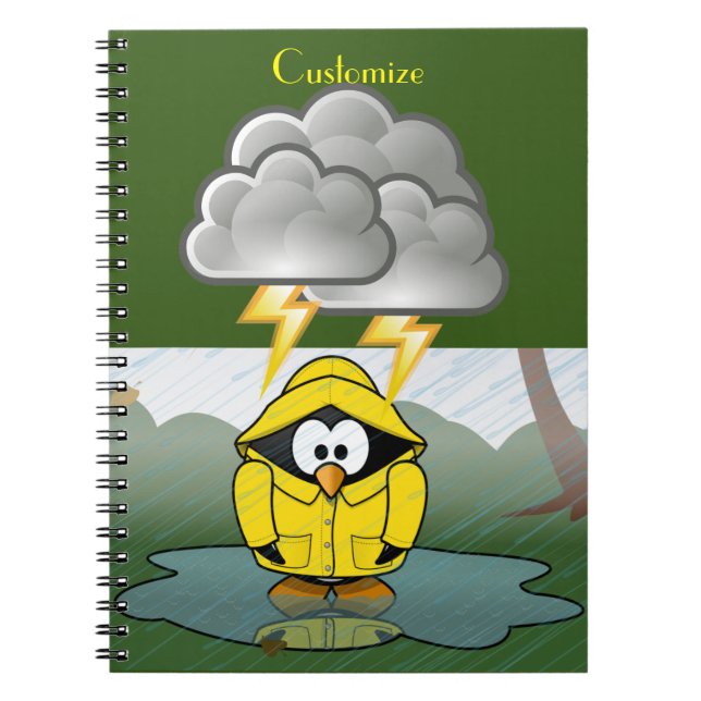 Shivering Rainy Day Penguin Thunder_Cove  Notebook (Front)