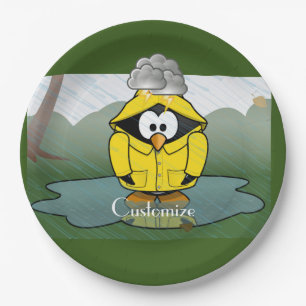 Shivering Rainy Day Penguin Thunder_Cove Paper Plate