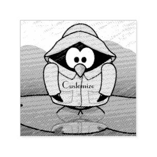 Shivering Rainy Day Penguin Thunder_Cove Self-inking Stamp