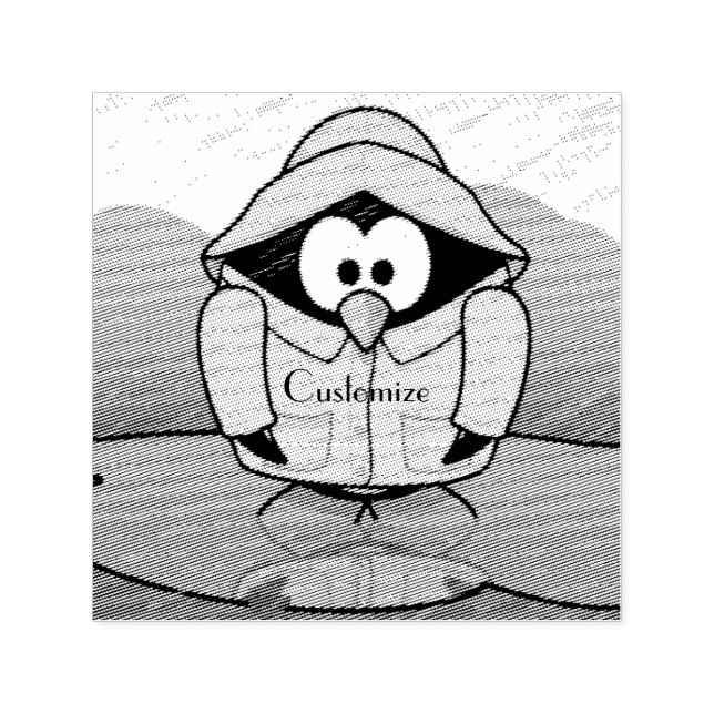 Shivering Rainy Day Penguin Thunder_Cove Self-inking Stamp (Design)