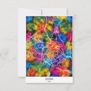 Shiyan China City Map Thank You Card