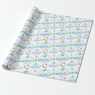 Shoal Bay, Anguilla Colour Text And Images Pattern Wrapping Paper