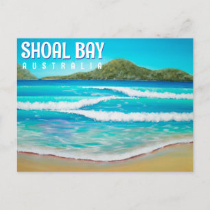 Shoal Bay Australia Beach Blue Waves Painting  Postcard
