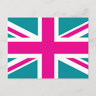 Shock Pink Union Jack British(UK) Flag Postcard