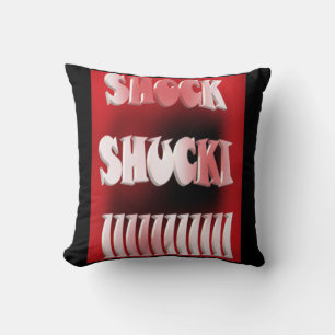 Shock red and black patterned cushion