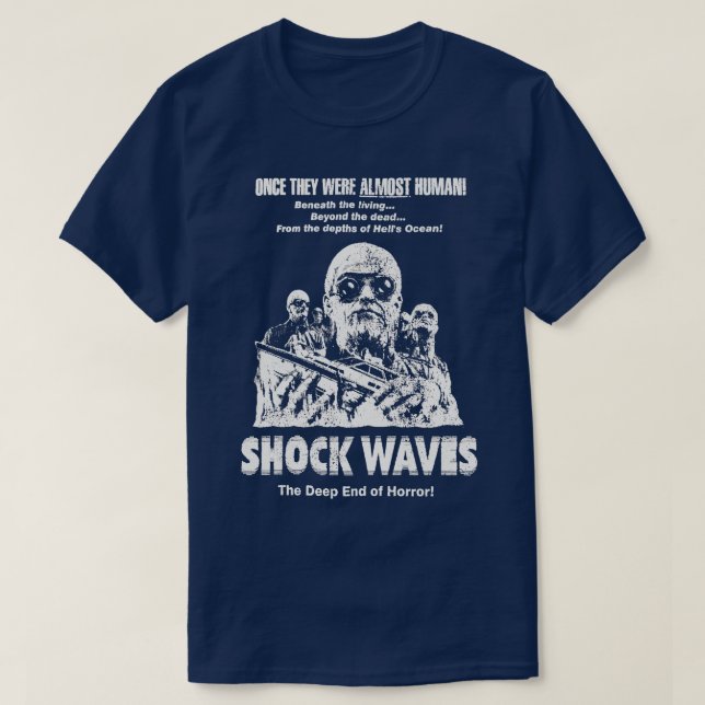 Shock Waves 70s Zombie Horror Movie T-Shirt (Design Front)