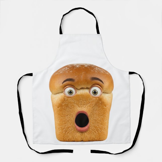 Shocked Bread Loaf Funny Meme Face Apron (Front)