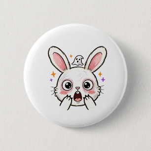 Shocked Bunny Halloween Ghost Face 6 Cm Round Badge