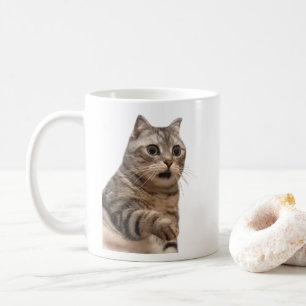 Shocked Cat Meme Mug Double Sided