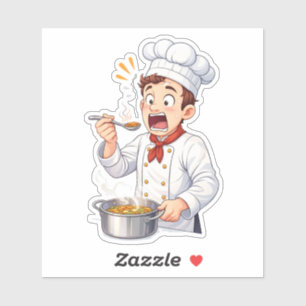 Shocked Chef Tasting Hot Custom-Cut Vinyl Sticker