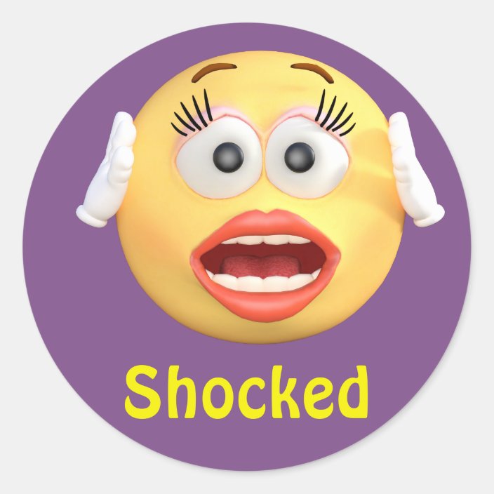 Shocked Emoji Girl Emoticon Cartoon Face Classic Round Sticker | Zazzle