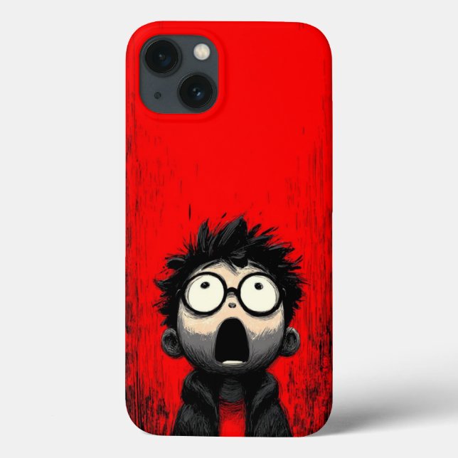 Shocked Expression: Artistic Red Grunge Case (Back)