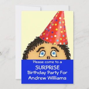 Shocked Face For Surprise Birthday Party Invitation