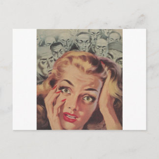 Shocked Face with People Looking on Postcard