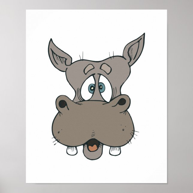 shocked hippo face poster (Front)