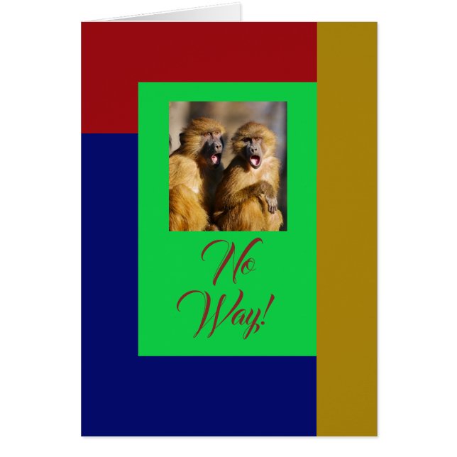 Shocked Monkeys, Red, Blue, Green & Gold Card (Front)