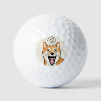 Shocked Shiba Inu "OH MY GOD" Golf Balls