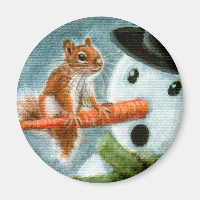 Shocked snowman squirrel Magnet (Front)