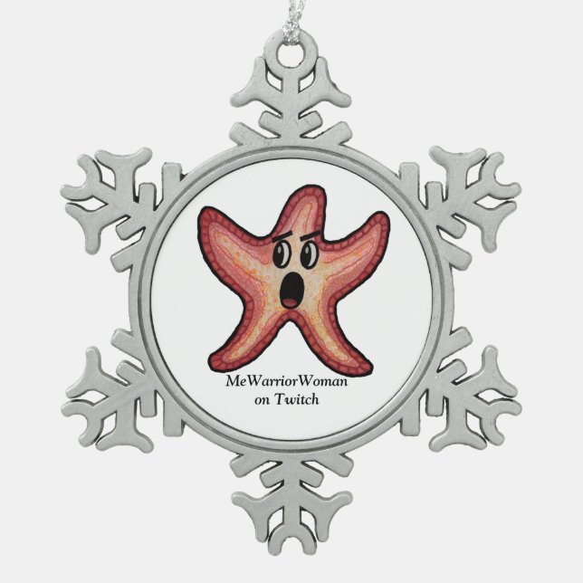 Shocked  Starfish, MeWarriorWoman on Twitch Snowflake Pewter Christmas Ornament (Front)