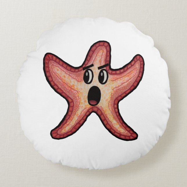 Shocked Starfish Round Cushion (Front)