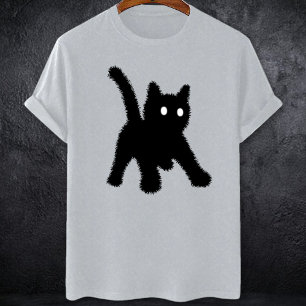 Shocked surprised black cat meme social anxiety T-Shirt