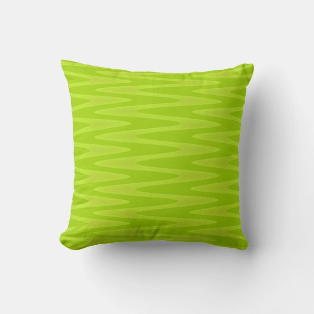 Shocking Bright Green Chartreuse Zigzag Pattern Cushion (Front)
