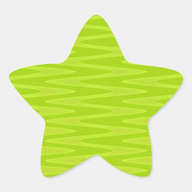 Shocking Bright Green Chartreuse Zigzag Pattern Star Sticker (Front)