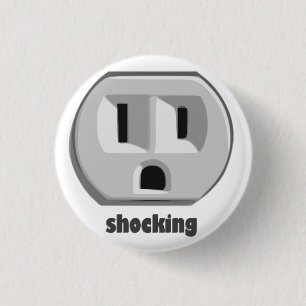 Shocking Electricity Wall Outlet 3 Cm Round Badge