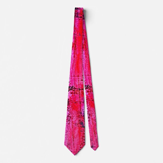 Shocking Hot Neon Pink Crimson modern abstract Tie (Front)