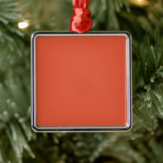Shocking Orange Square Metal Ornament (Tree)