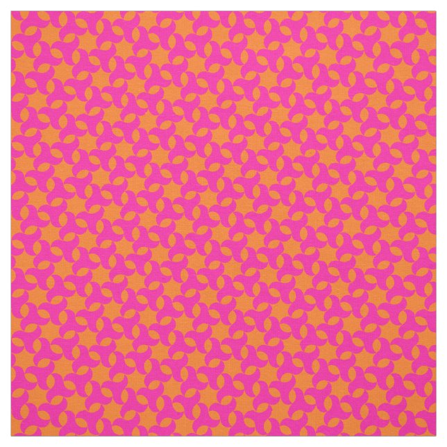 Shocking Pink and Orange Islamic Geometric Pattern Fabric (Swatch)