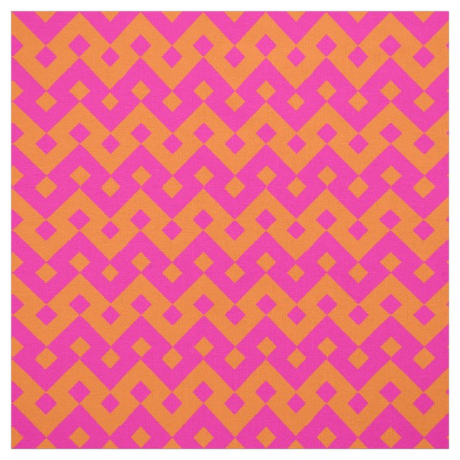 Shocking Pink and Orange Islamic Geometric Pattern Fabric (Swatch)