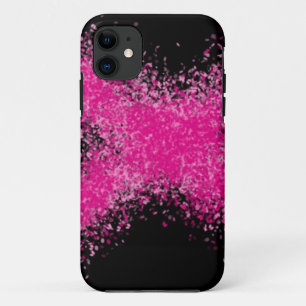 Shocking pink glitter confetti cross on black iPhone 11 case