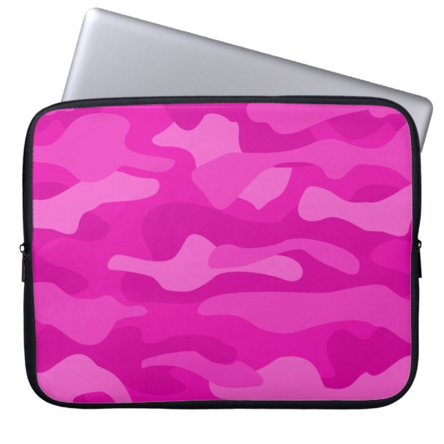 Shocking Pink Monocolor Camo Laptop Sleeve (Front)