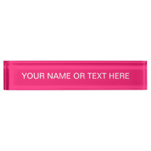Shocking Pink Solid Colour Customise It Nameplate