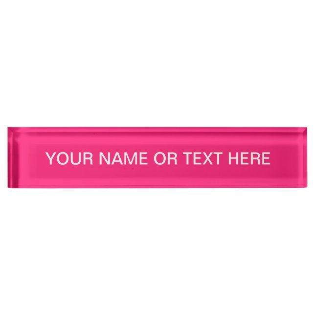Shocking Pink Solid Colour Customise It Nameplate (Front)