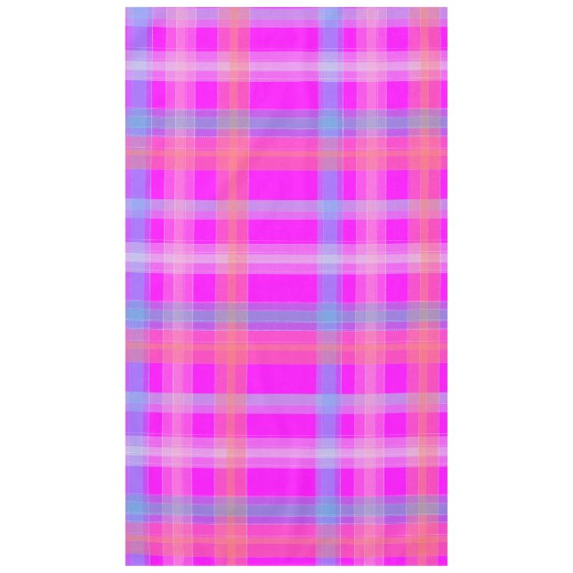 shocking pink stripe tartan plaid tablecloth (Front)