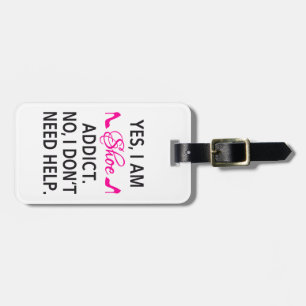 Shoe addict, text design, word art luggage tag