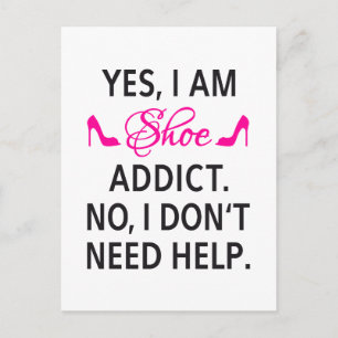 Shoe addict, text design, word art postcard