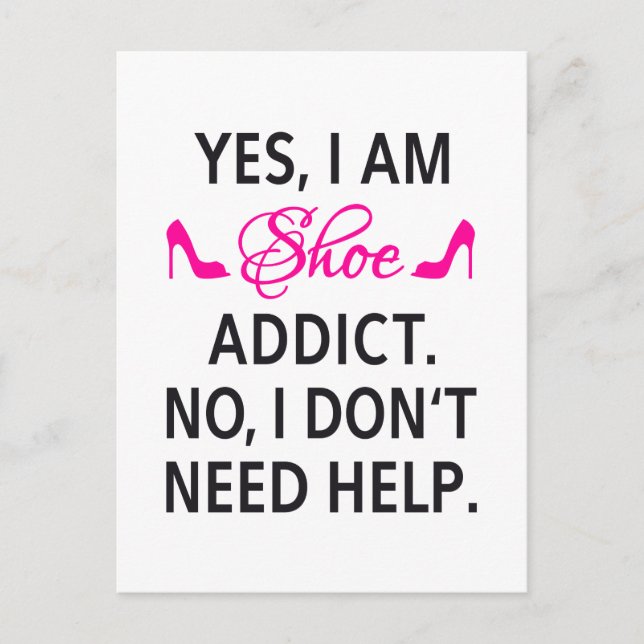 Shoe addict, text design, word art postcard (Front)