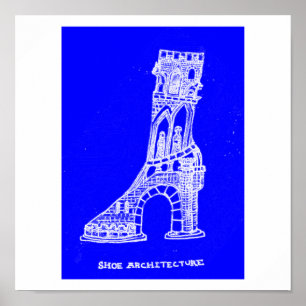 Shoe Architecture Art Print Blueprint Style