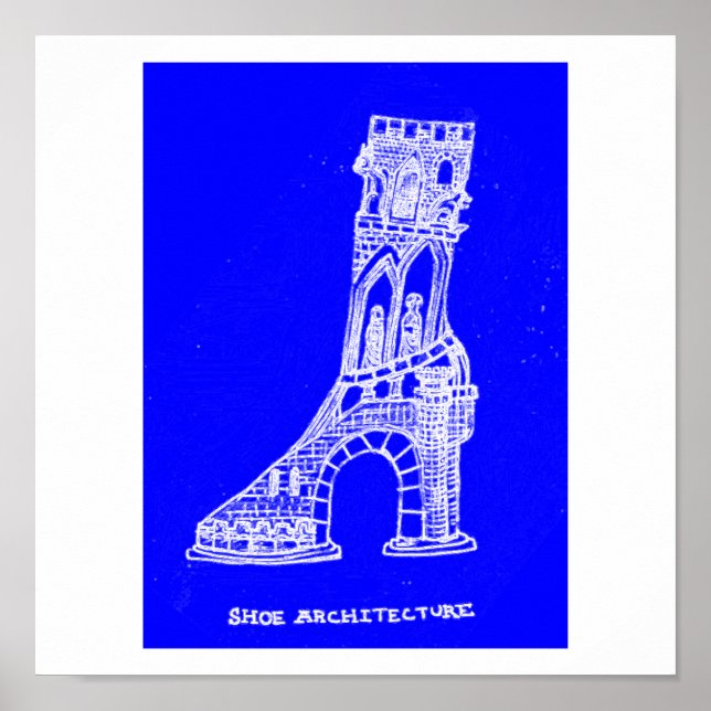 Shoe Architecture Print (Blueprint Style) (Front)