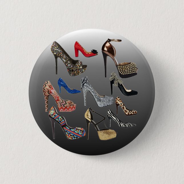 Shoe High Heels Collage Customise 6 Cm Round Badge (Front)