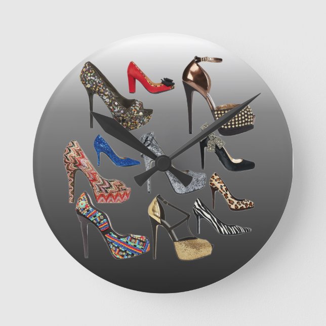 Shoe High Heels Collage Customise Round Clock (Front)