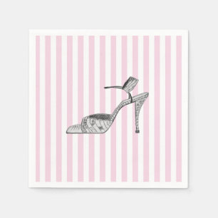 Shoe Illustration Fashion Pink Stripe Napkin