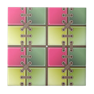 shoe laces pink and green fashion art ceramic tile