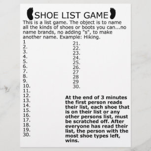 SHOE LIST GAME CUSTOM LETTERHEAD
