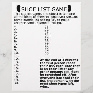 SHOE LIST GAME CUSTOM LETTERHEAD