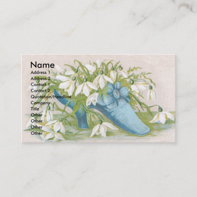 Shoe of Snowdrops Victorian Trade Card (Front)